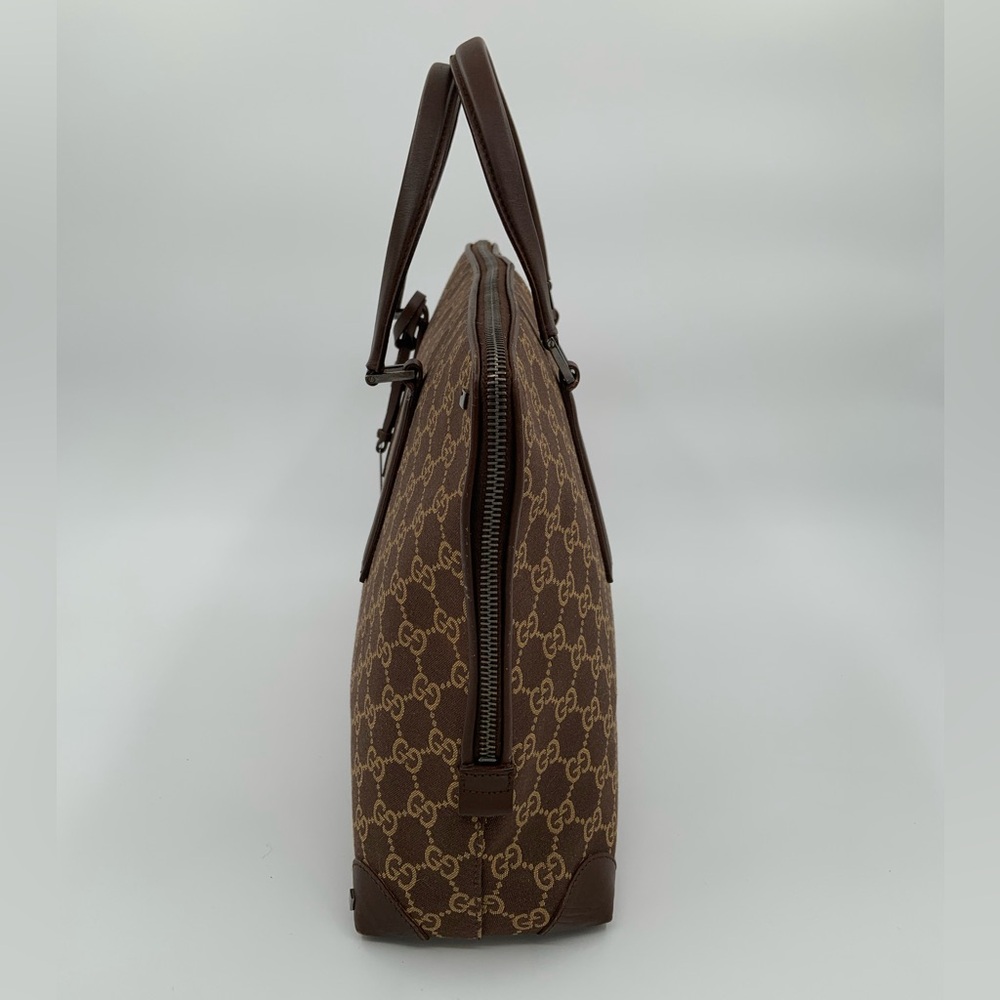 EUC Authentic Gucci Brown Monogram Dome Canvas & Leather Satchel Bag - Picture 4 of 16